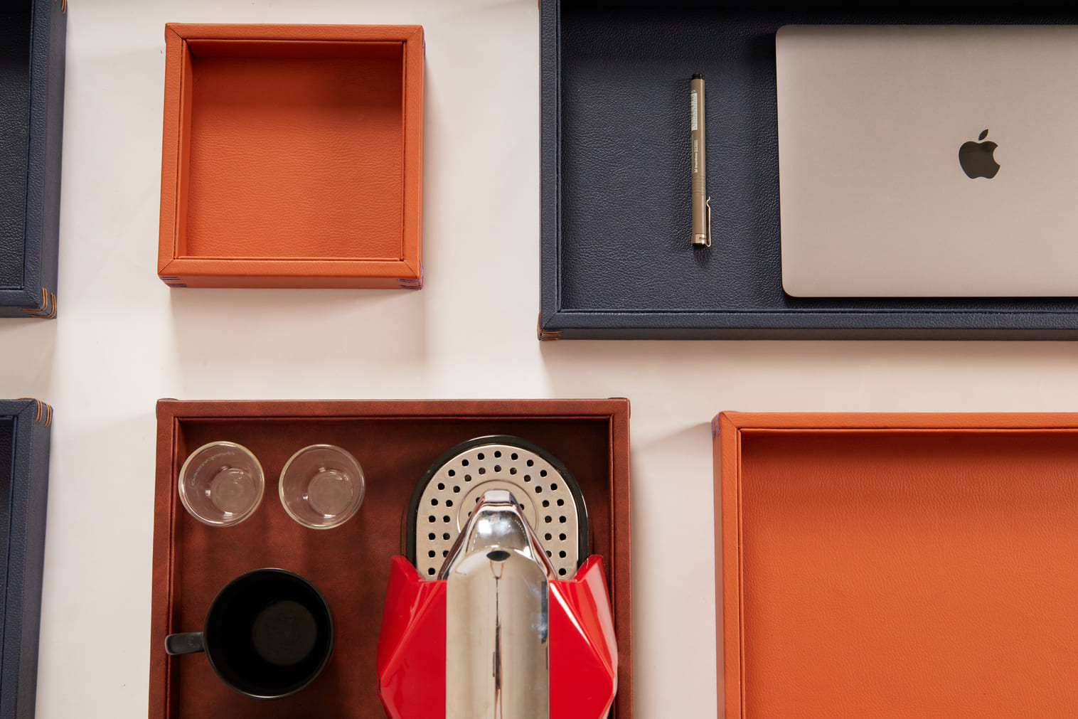 Collection of leather tray accessories