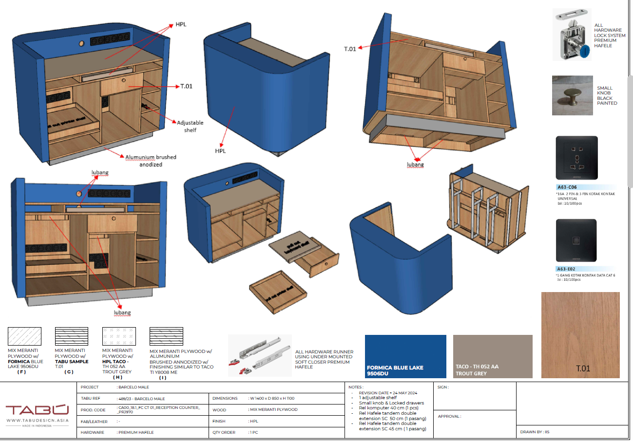 Hotel reception counter Production factory prototype