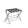 OSCAR Luggage Rack - White Wood Blue Leather