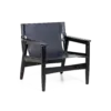 LAMU Lounge Chair - Dark Teak Blue Leather