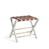 OSCAR Luggage Rack - White Wood Brown Leather