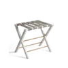 OSCAR Luggage Rack - White Wood Grey Leather
