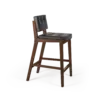 MUS Bar Stool - Dark Wood Black Leather