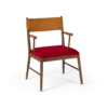NAPOLI Chair - Teak Leather Red Fabric