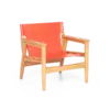 LAMU Lounge Chair - Teak Orange Leather